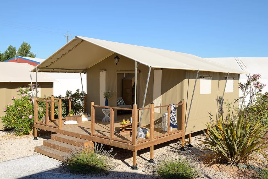 Lodge dans un camping dans le Cotentin en Normandie